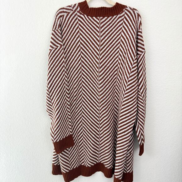 Stitch Fix Fortune + Ivy Womens Long Knit Cardigan Size XXL Chevron Stripe Rust - Picture 4 of 8